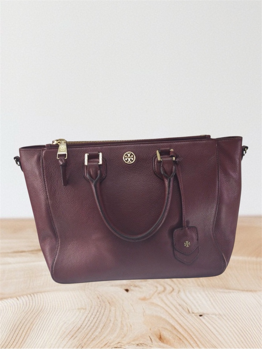 Tory Burch Pebbled Leather Tote — Wine 999000E